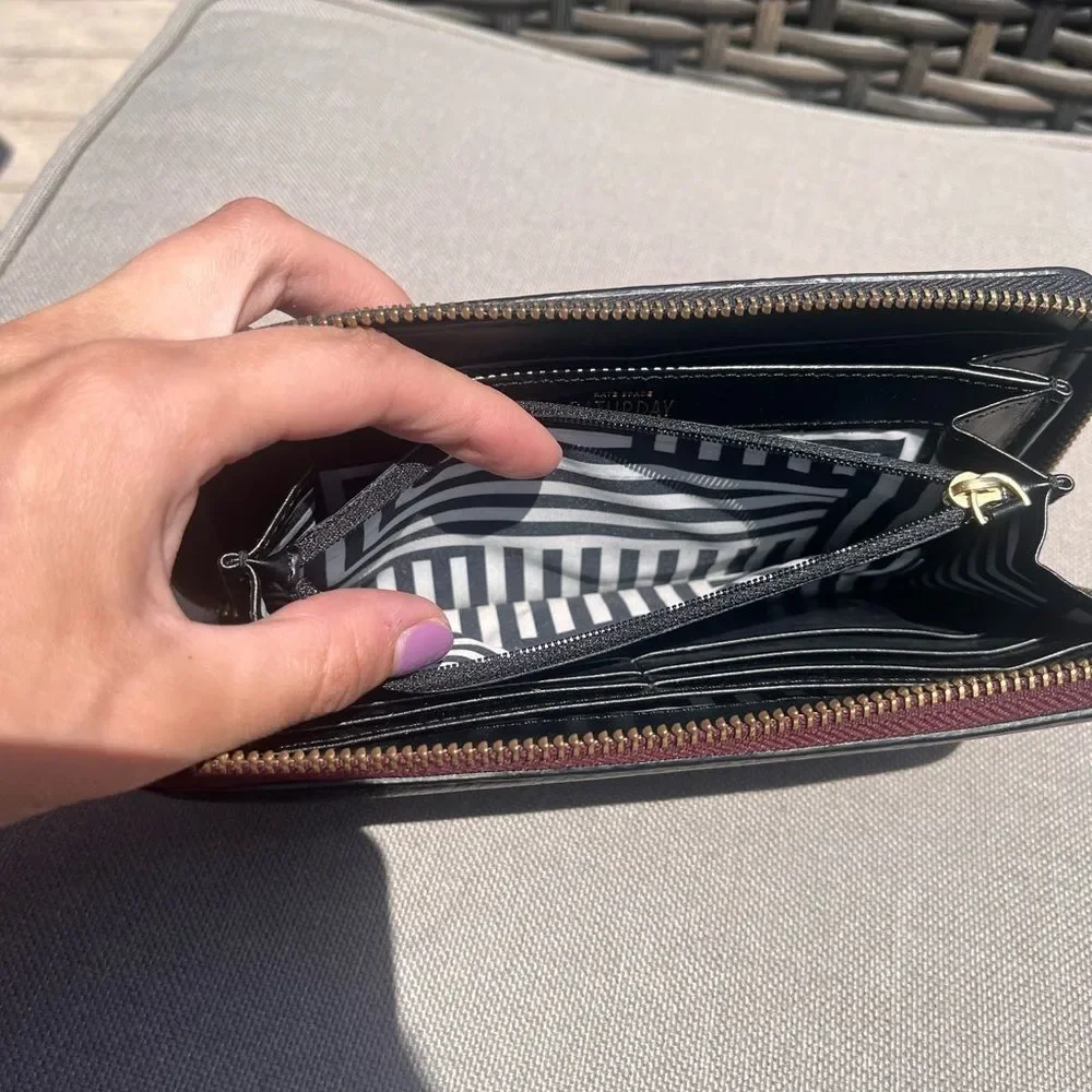 Maroon and Black Kate Spade Wallet